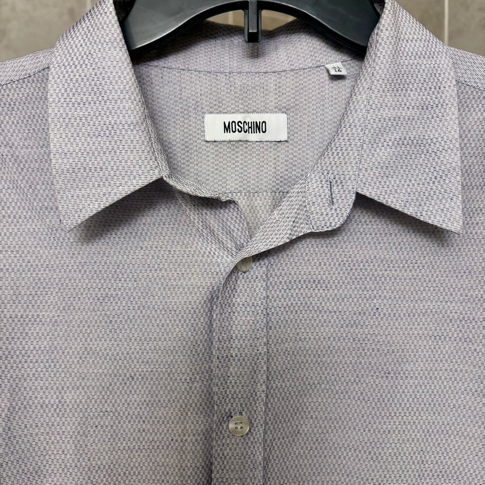 MOSCHINO Heart Embroidered Cotton Blend Shirt, Size Large